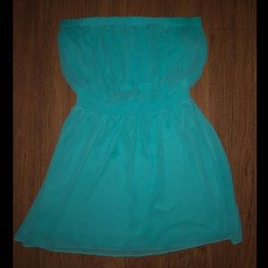 Express Turquoise Strapless Dress